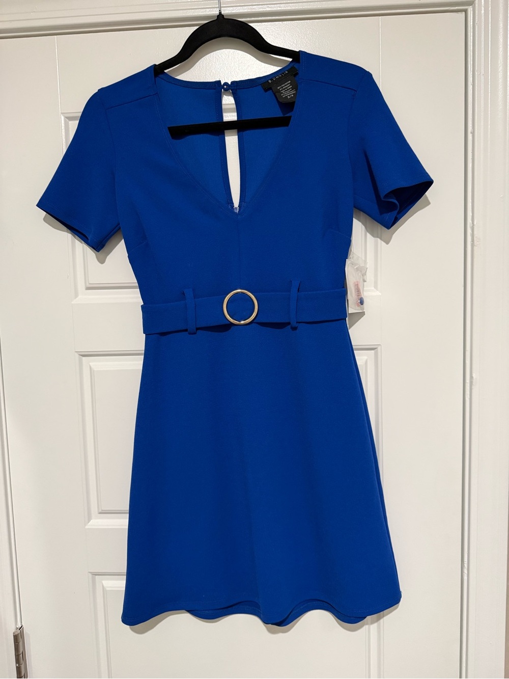 B Darlin Royal Blue Belted V-Neck Mini Dress